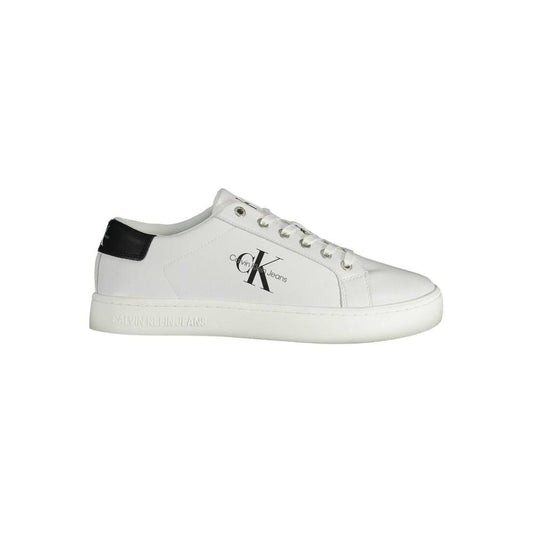 Calvin Klein Sleek White Lace-Up Sneakers with Logo Detail Calvin Klein