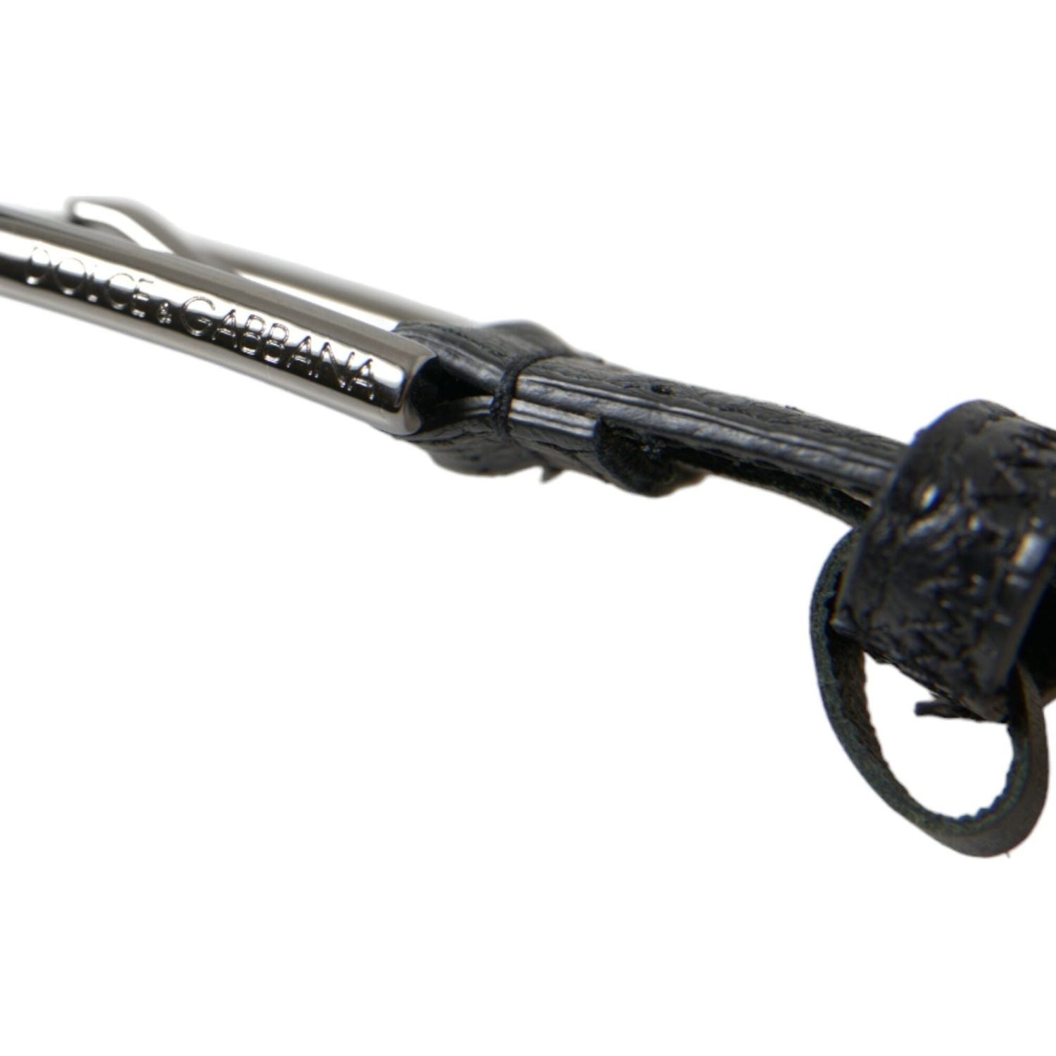 Dolce & Gabbana Black Exotic Leather Silver Metal Buckle Belt