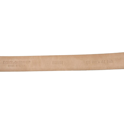 Dolce & Gabbana Dark Brown Leather Silver Metal Buckle Belt