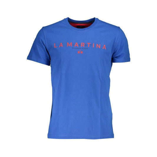 La Martina Chic Crew Neck Logo Tee in Cobalt Blue