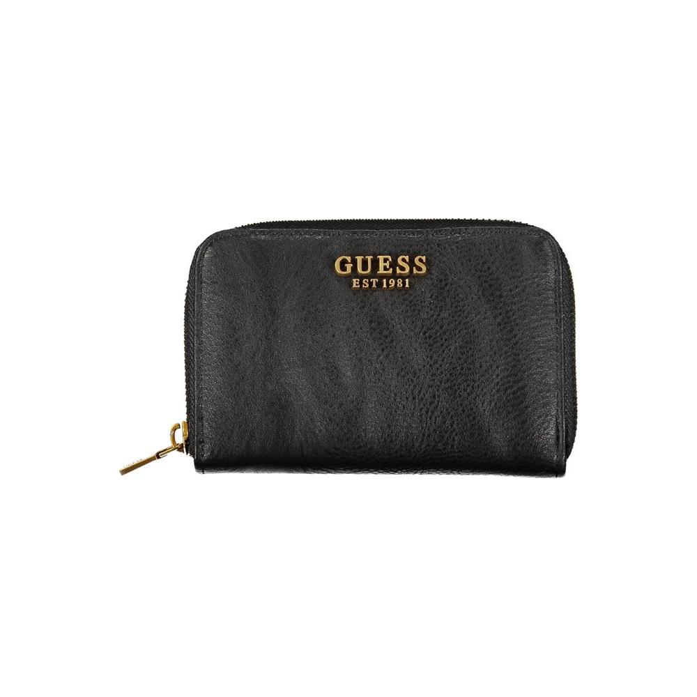 Guess Jeans Elegant Black Zip Wallet with Multiple Compartments Guess Jeans