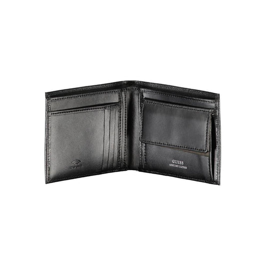 Guess Jeans Chic Black Leather Dual-Compartment Wallet Guess Jeans