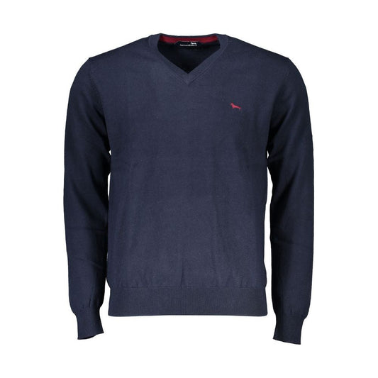 Harmont & Blaine V-Neck Embroidered Blue Sweater Harmont & Blaine