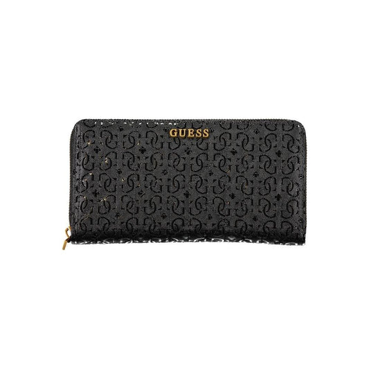 Guess Jeans Elegant Black Polyethylene Wallet with Zip Closure Guess Jeans