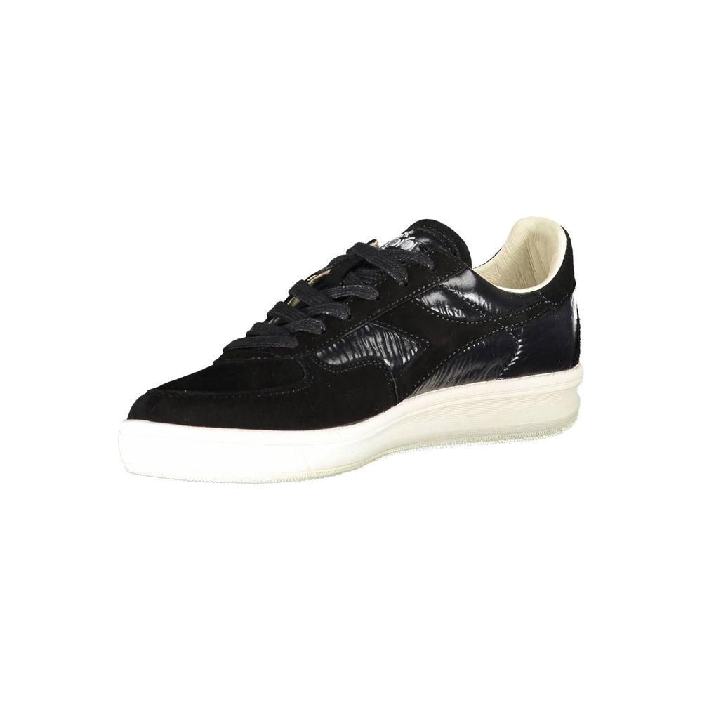 Diadora Chic Black Lace-Up Sneakers with Swarovski Crystals Diadora