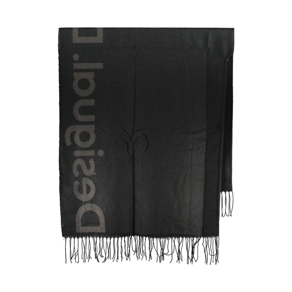 Desigual Chic Contrast Detail Poncho in Timeless Black Desigual