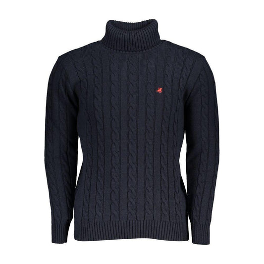 U.S. Grand Polo Elegant Turtleneck Twisted Sweater in Blue U.S. Grand Polo