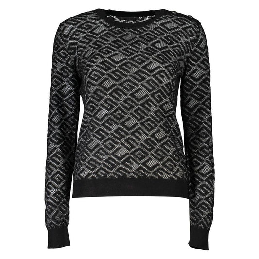 Chic Black Embroidered Crew Neck Sweater