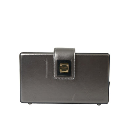 Dolce & Gabbana Metallic Gray Calfskin Leather DG BOX Shoulder Bag