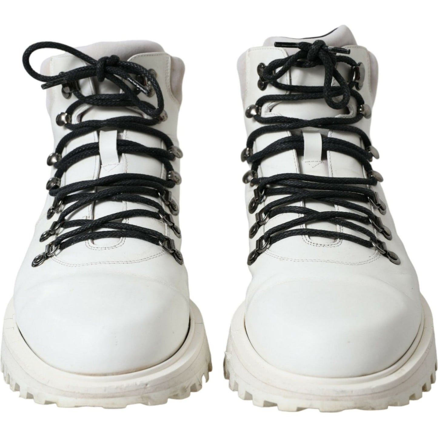 Dolce & Gabbana White Vulcano Trekking Ankle Boots Shoes