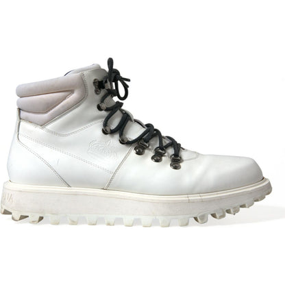 Dolce & Gabbana White Vulcano Trekking Ankle Boots Shoes