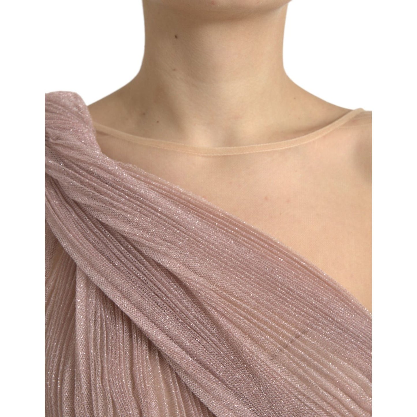 Dolce & Gabbana Lilac One-Shoulder Pleated Designer Dress Dolce & Gabbana