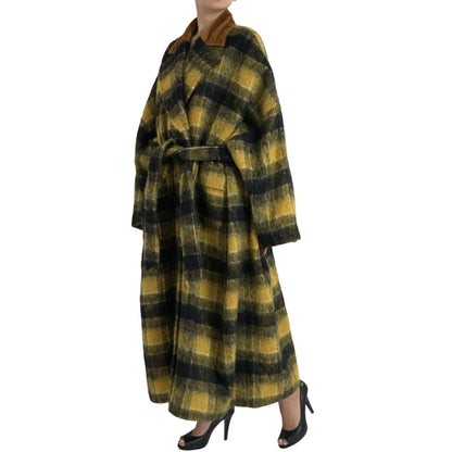 Dolce & Gabbana Yellow Checkered Long Sleeve Coat Jacket