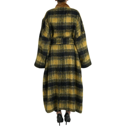 Dolce & Gabbana Yellow Checkered Long Sleeve Coat Jacket