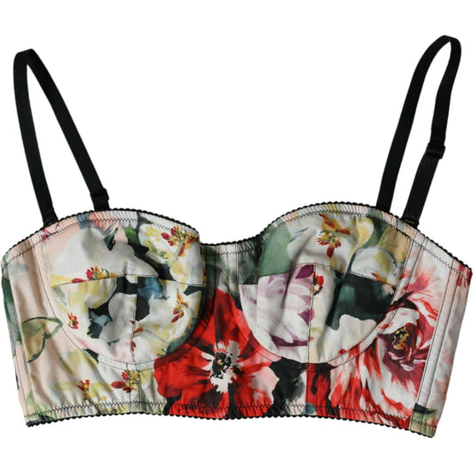 Dolce & Gabbana Multicolor Floral Bustier Crop Top Dolce & Gabbana