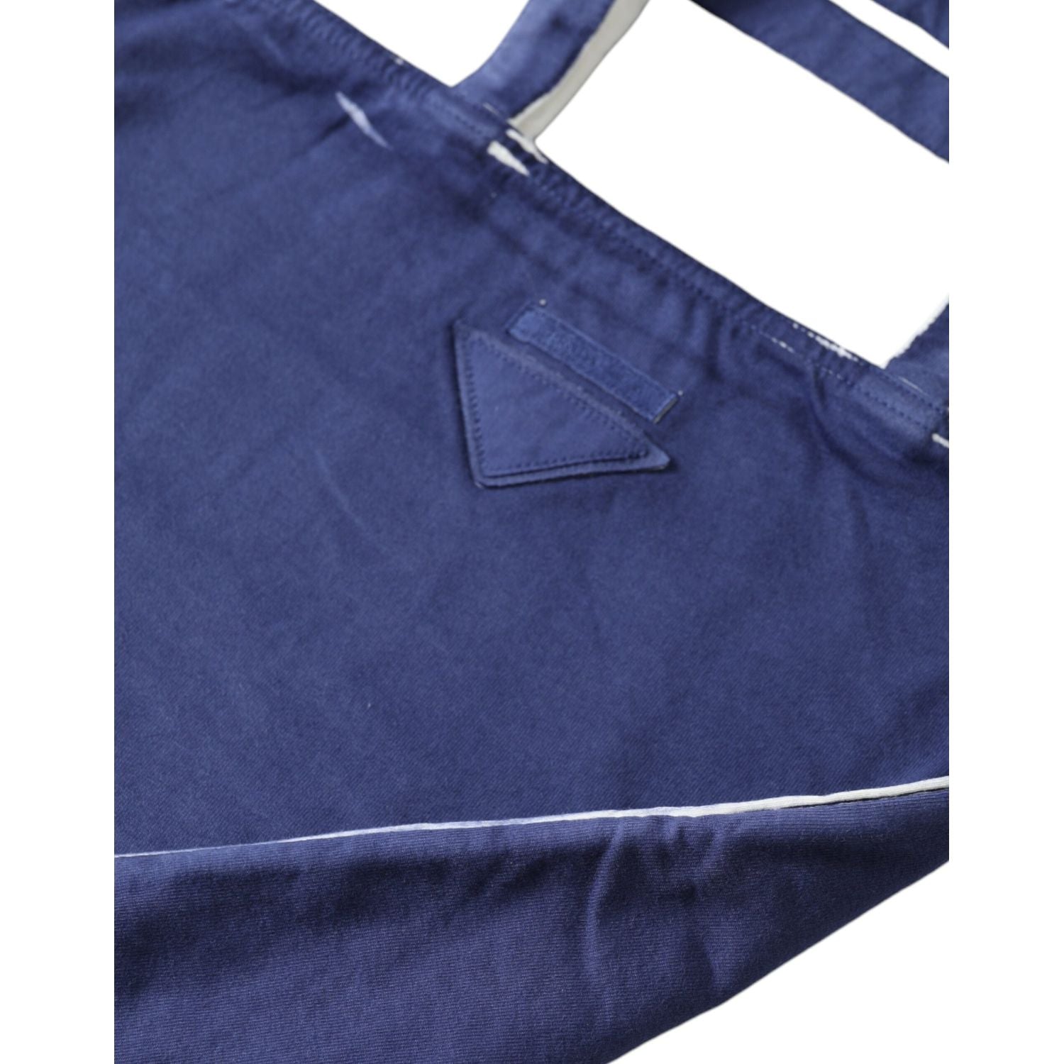 Prada Blue Jersey Fabric Logo Shoulder Shopping Tote Shopping Bag