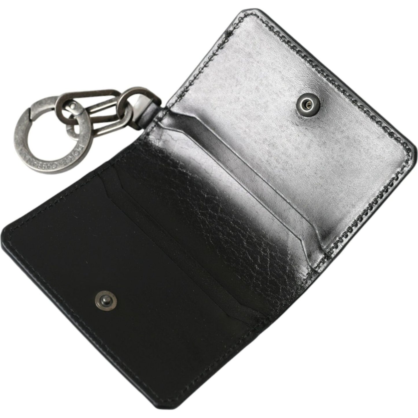 Dolce & Gabbana Black Leather Bifold Logo Card Holder Keyring Wallet Dolce & Gabbana