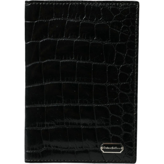 Dolce & Gabbana Black Exotic Skin Leather Long Bifold Passport Holder Dolce & Gabbana