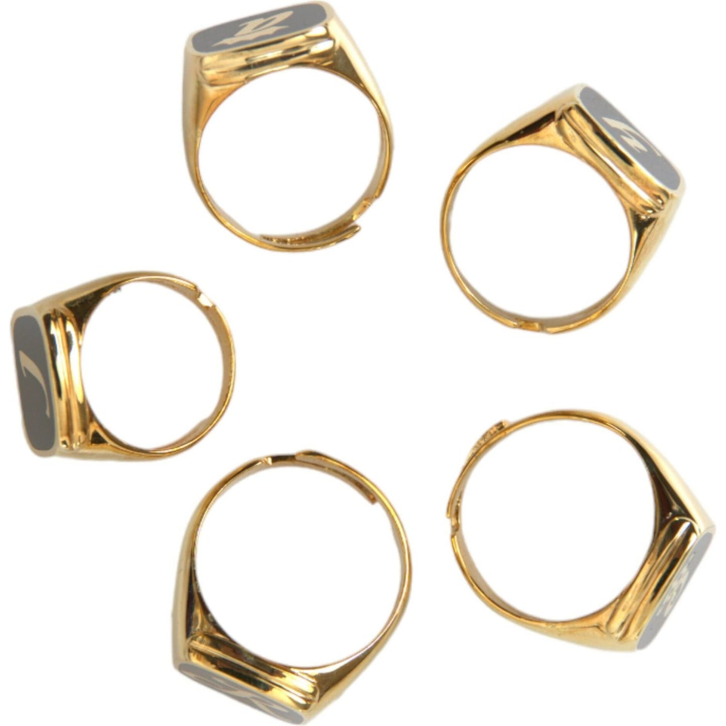 Dolce & Gabbana Gold Brass ROYAL Enamel Set of 5 Ring Ring Dolce & Gabbana