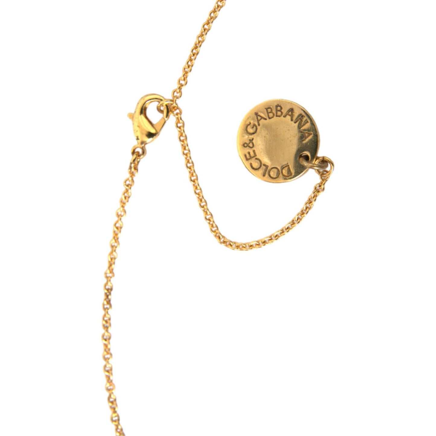 Dolce & Gabbana Gold Brass Chain Dog Heart Pendant Charm Necklace Dolce & Gabbana