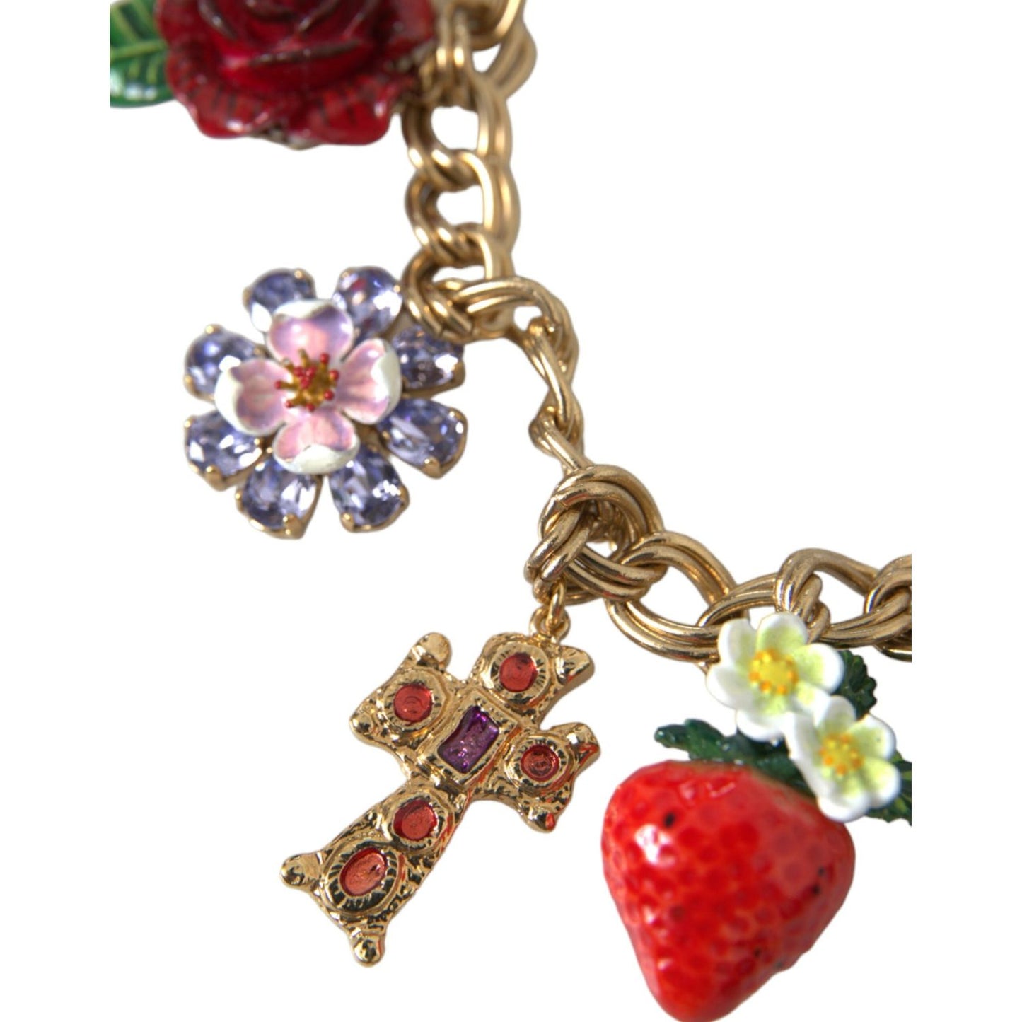 Dolce & Gabbana Gold Chain Rose Cross Strawberry Star Pendant Necklace Necklace Dolce & Gabbana