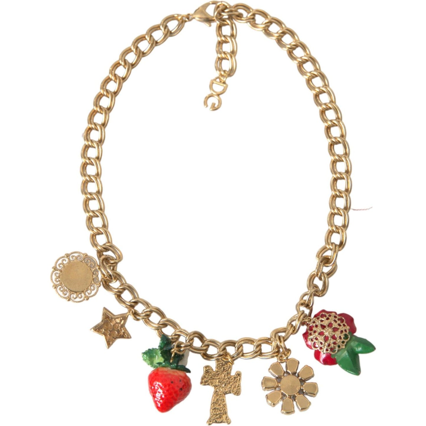 Dolce & Gabbana Gold Chain Rose Cross Strawberry Star Pendant Necklace Necklace Dolce & Gabbana