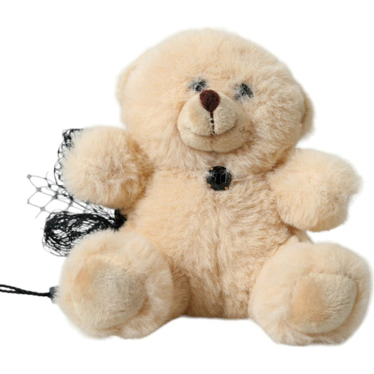 Beige Teddy Bear Mesh Net Band Hair Clip