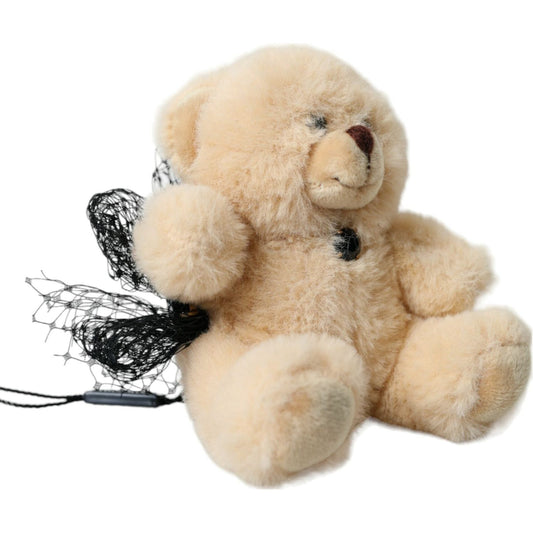 Dolce & Gabbana Beige Teddy Bear Mesh Net Band Hair Clip Dolce & Gabbana