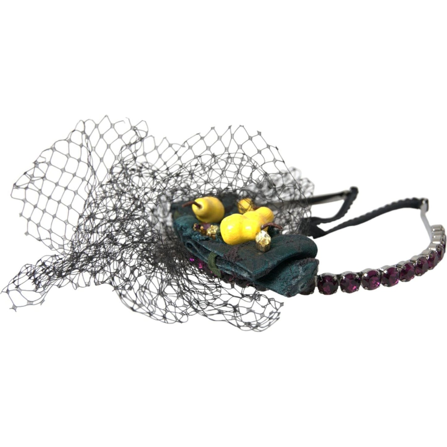 Dolce & Gabbana Black Lemons Sicily Purple Crystal Net Headband Diadem Dolce & Gabbana