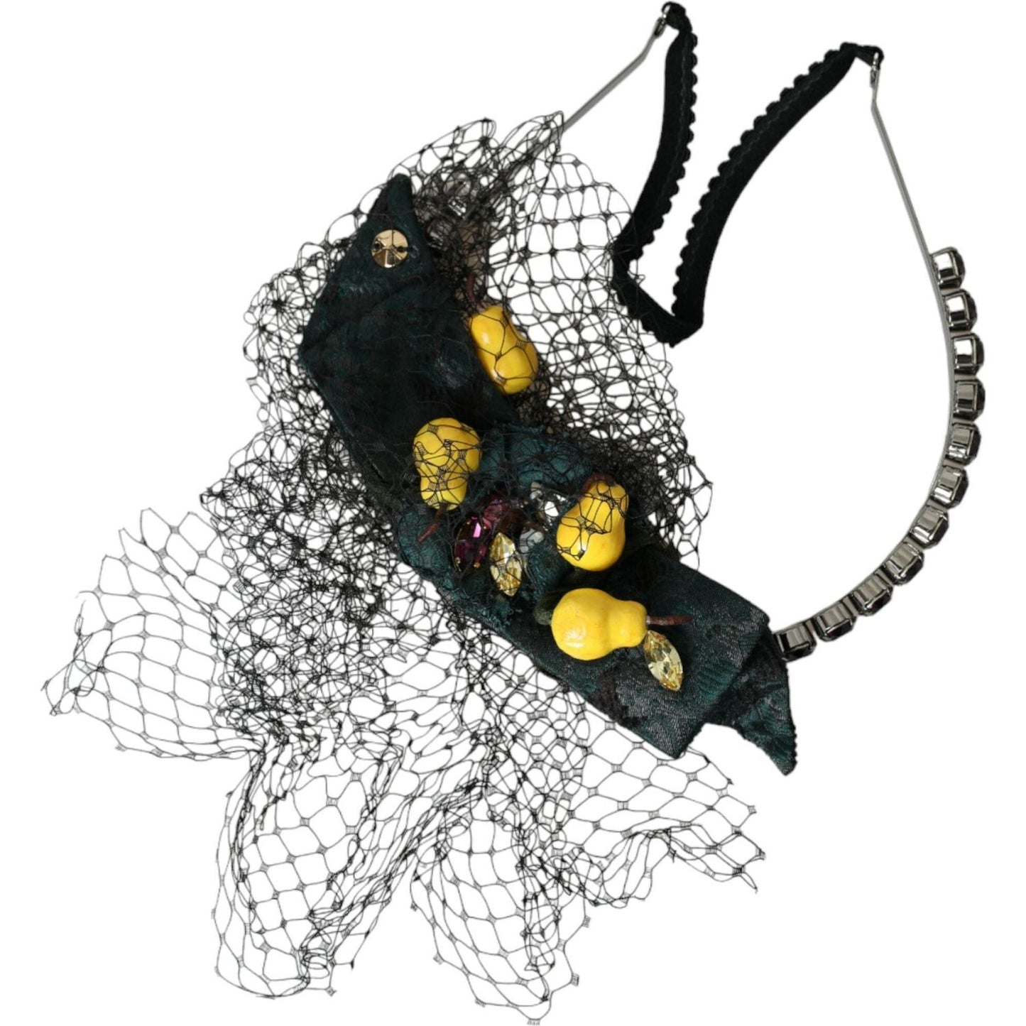 Dolce & Gabbana Black Lemons Sicily Purple Crystal Net Headband Diadem Dolce & Gabbana