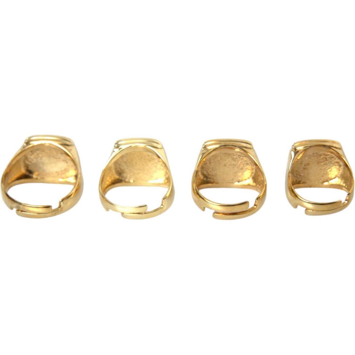 Gold Brass KING Enamel Set of 4 Ring