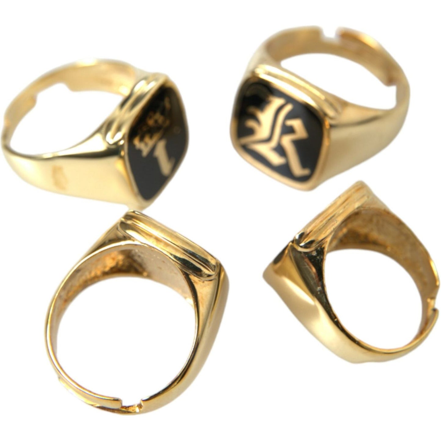 Gold Brass KING Enamel Set of 4 Ring