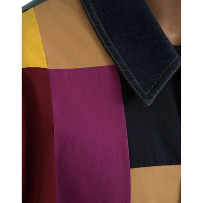 Dolce & Gabbana Multicolor Patchwork Cotton Collared Jacket