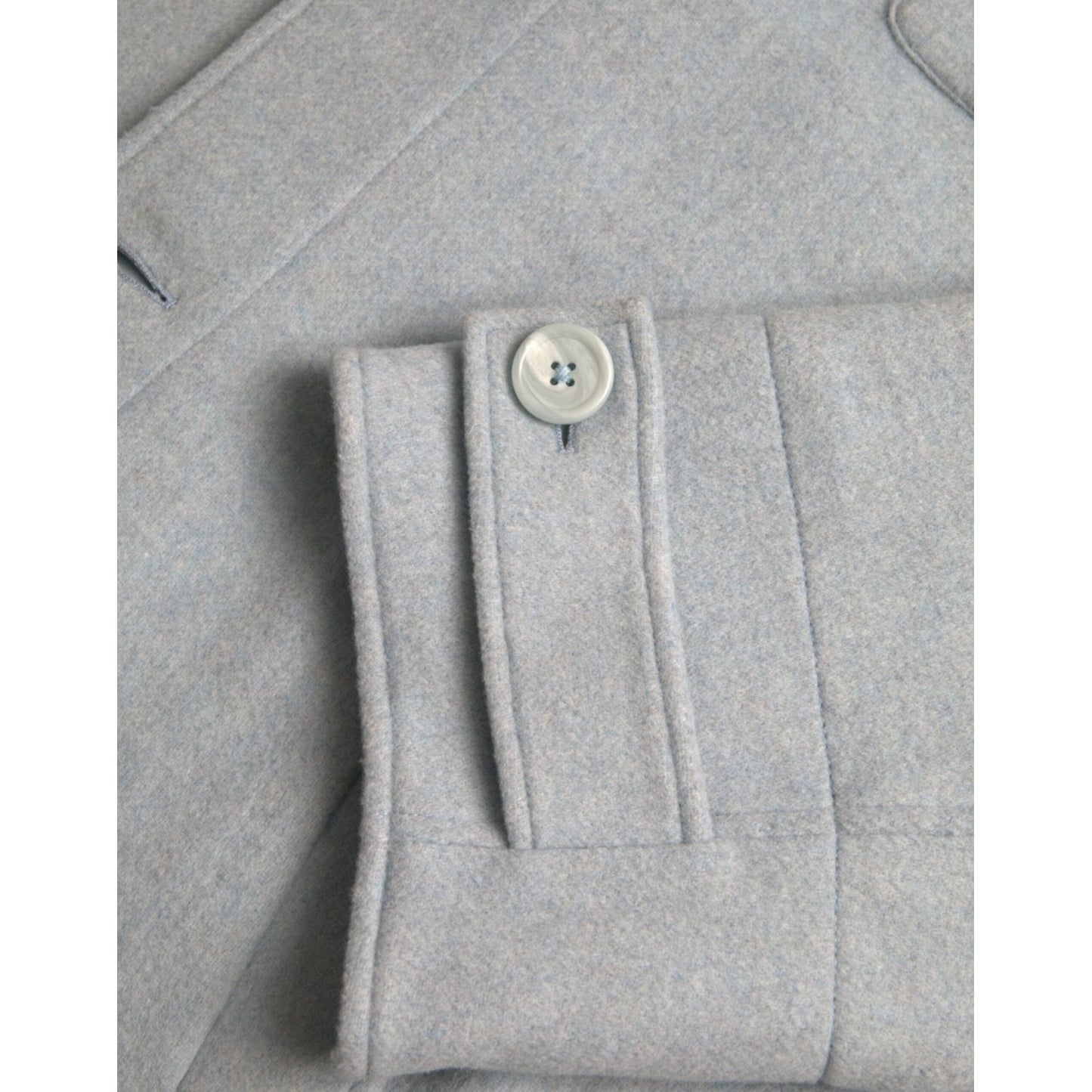 Dolce & Gabbana Light Blue Wool Button Trench Coat Jacket Dolce & Gabbana