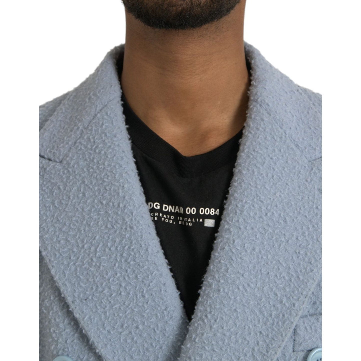 Dolce & Gabbana Blue Double Breasted Long Trench Coat Jacket Dolce & Gabbana