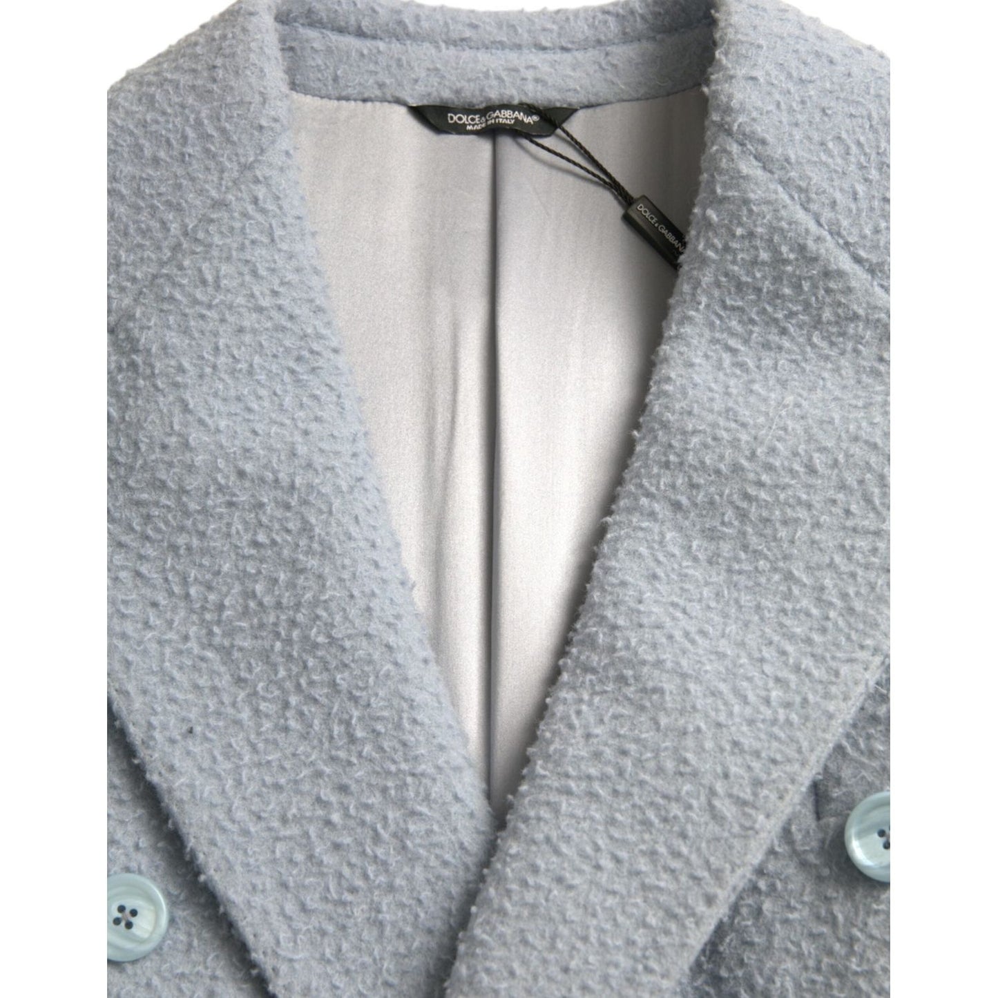 Dolce & Gabbana Blue Double Breasted Long Trench Coat Jacket Dolce & Gabbana