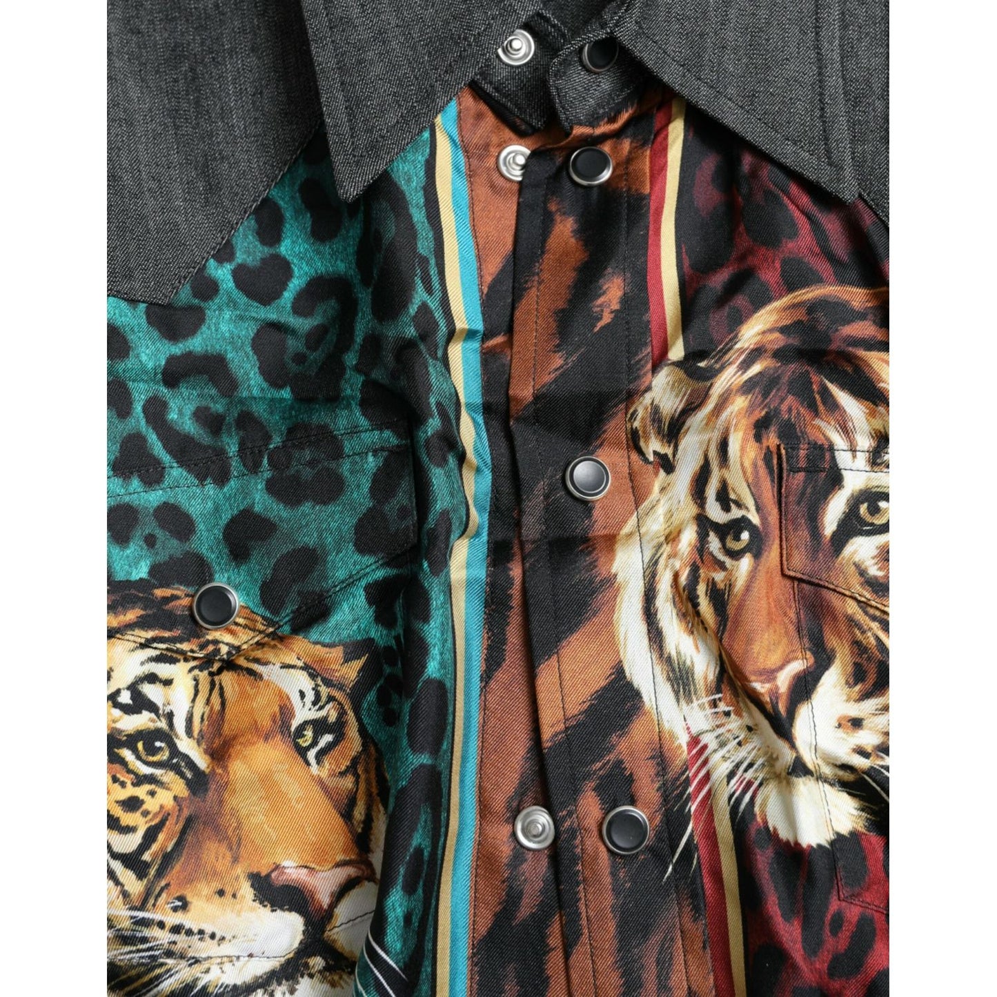 Dolce & Gabbana Multicolor Tiger Button Down Casual Shirt Dolce & Gabbana