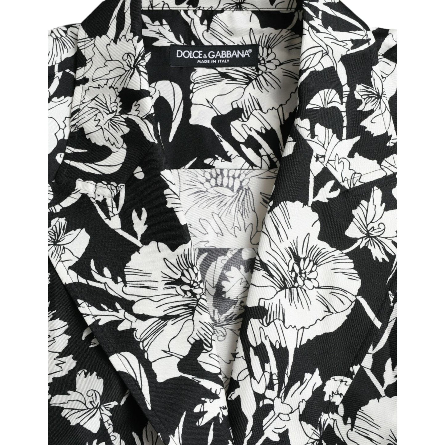 Dolce & Gabbana Black White Floral Button Down Casual Shirt Dolce & Gabbana