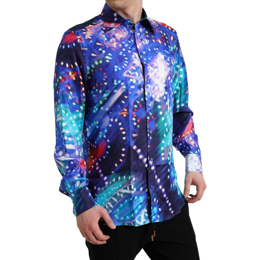 Dolce & Gabbana Purple Luminarie Silk Slim MARTINI Shirt Dolce & Gabbana