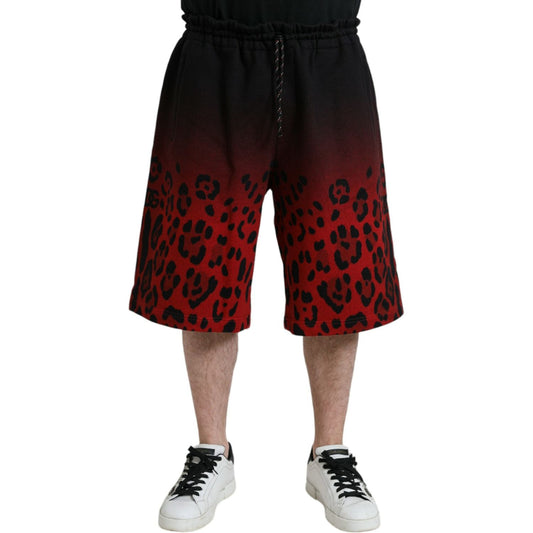 Dolce & Gabbana Red Leopard Print Cotton Bermuda Shorts Dolce & Gabbana