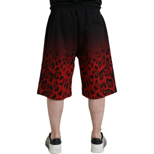 Dolce & Gabbana Red Leopard Print Cotton Bermuda Shorts Dolce & Gabbana