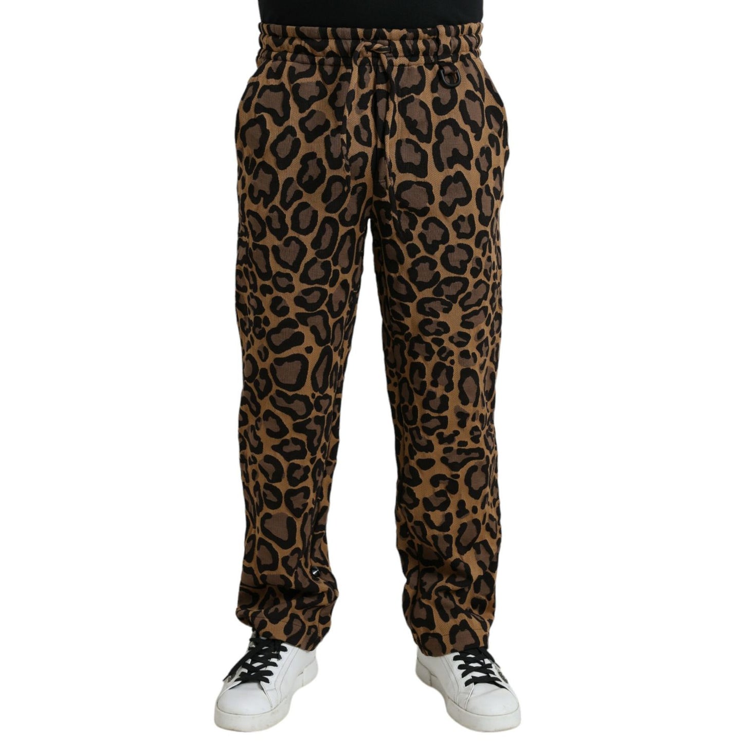 Dolce & Gabbana Brown Leopard Print Polyester Jogger Pants