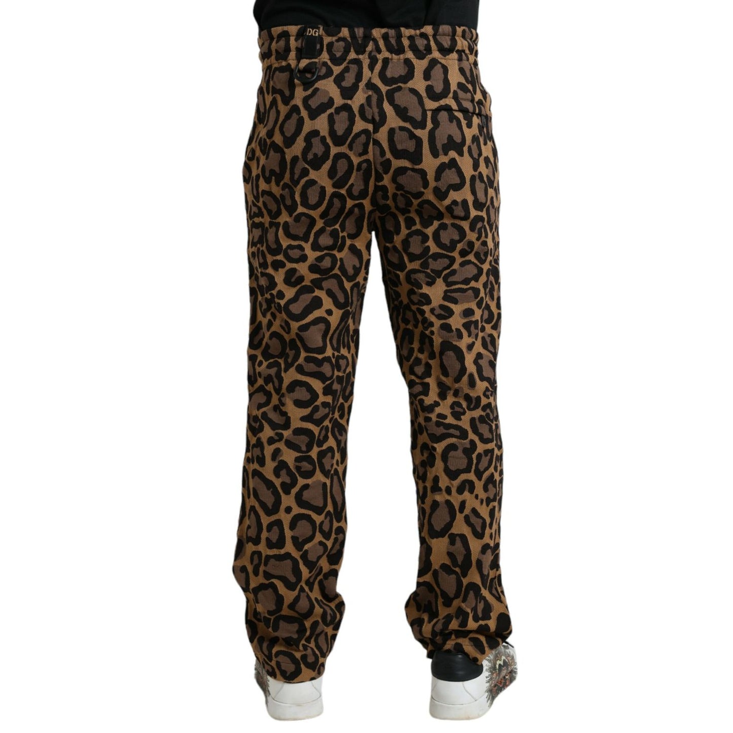 Dolce & Gabbana Brown Leopard Print Polyester Jogger Pants