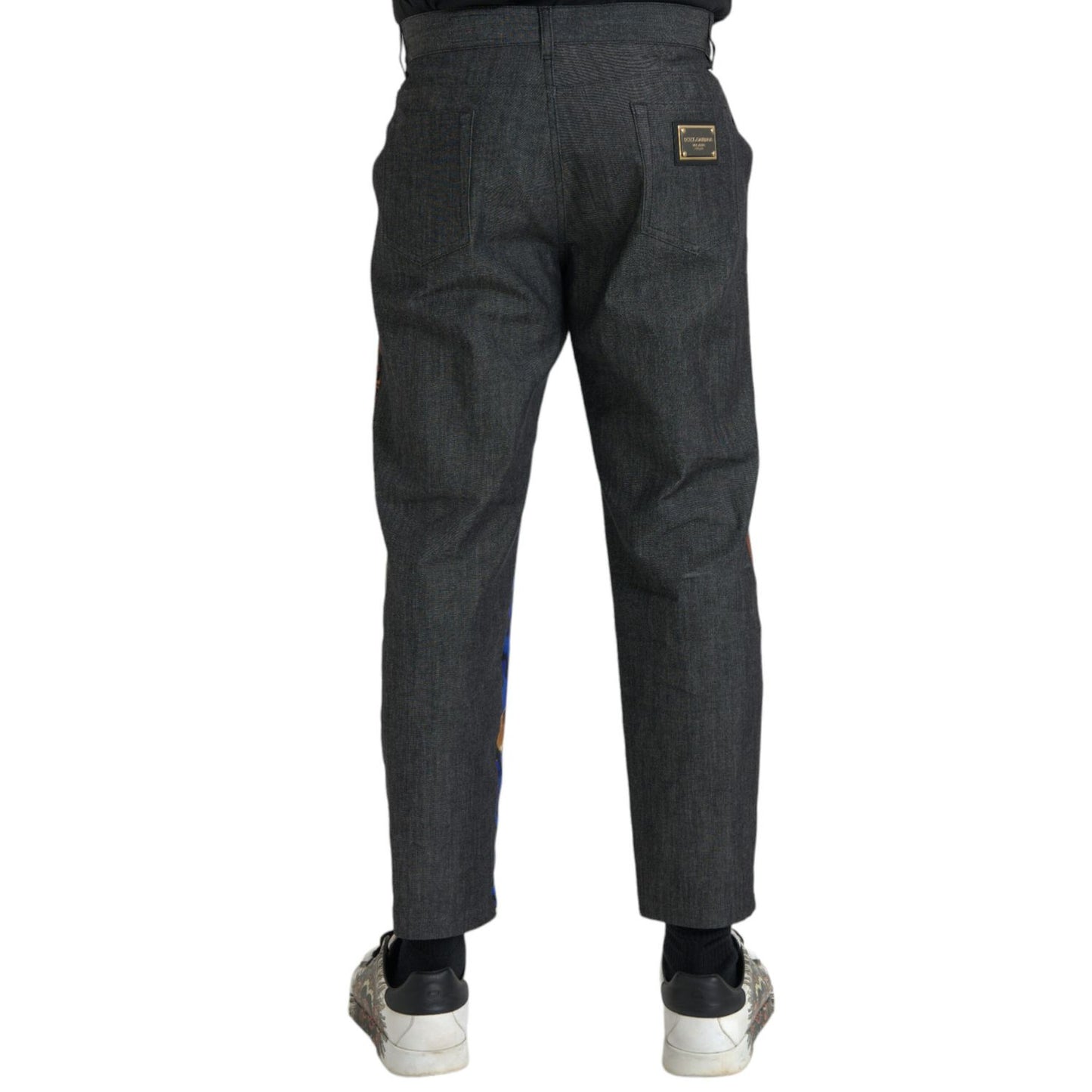 Dolce & Gabbana Multicolor Tiger Leopard Cotton Loose Tapered Pants