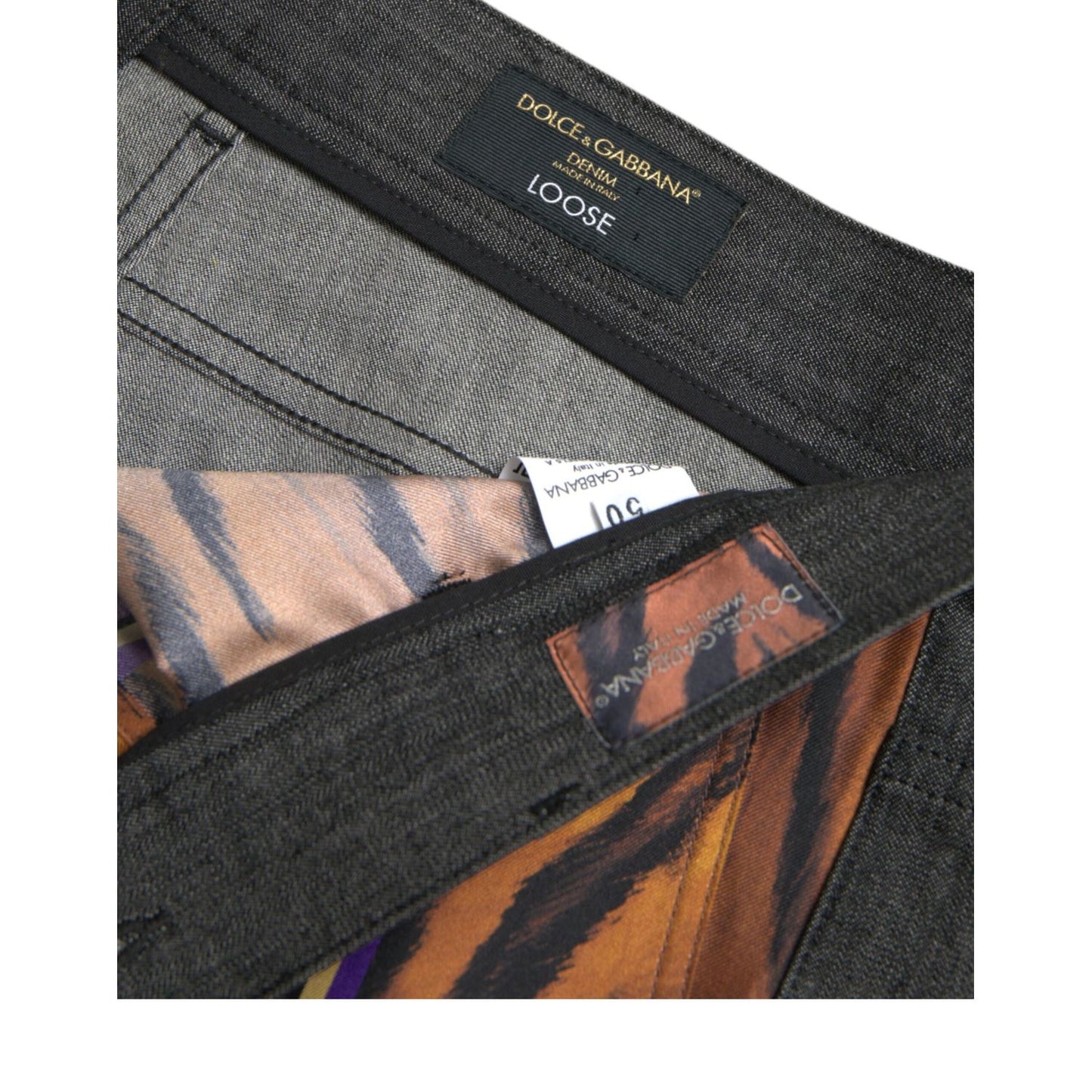 Dolce & Gabbana Multicolor Tiger Leopard Cotton Loose Tapered Pants