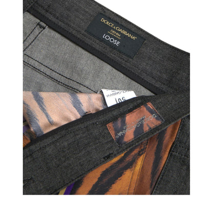 Dolce & Gabbana Multicolor Tiger Leopard Cotton Loose Tapered Pants