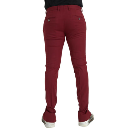 Dolce & Gabbana Red Wool Men Slim Fit Dress Pants