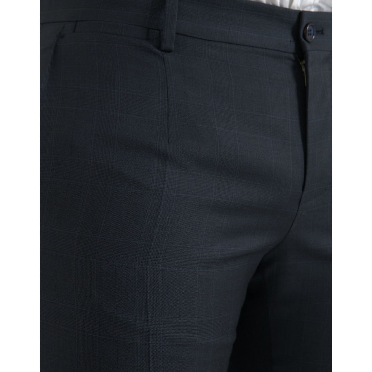 Dolce & Gabbana Blue Wool Men Skinny Dress Pants Dolce & Gabbana