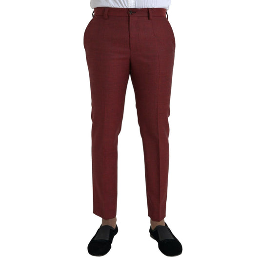 Dolce & Gabbana Maroon Wool Men Skinny Dress Pants