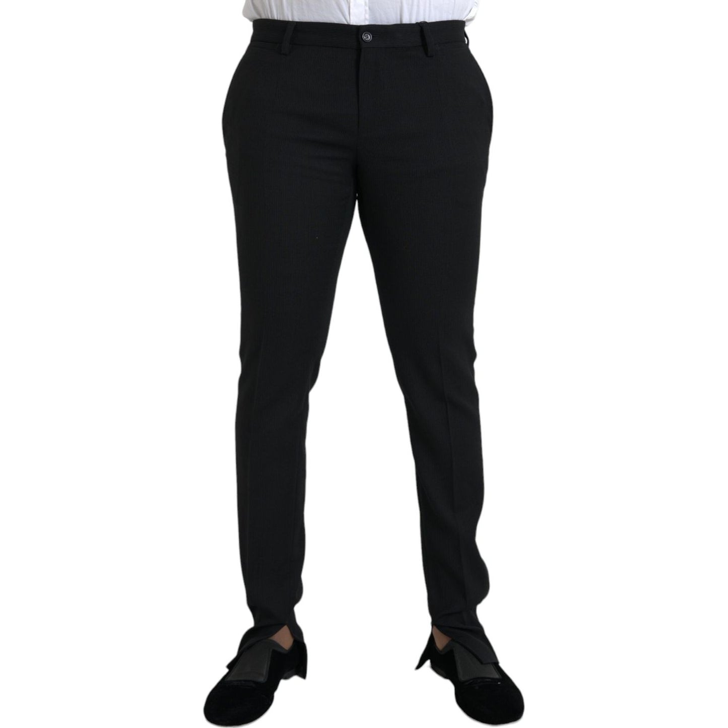 Dolce & Gabbana Black Wool Stretch Men Skinny Pants Dolce & Gabbana